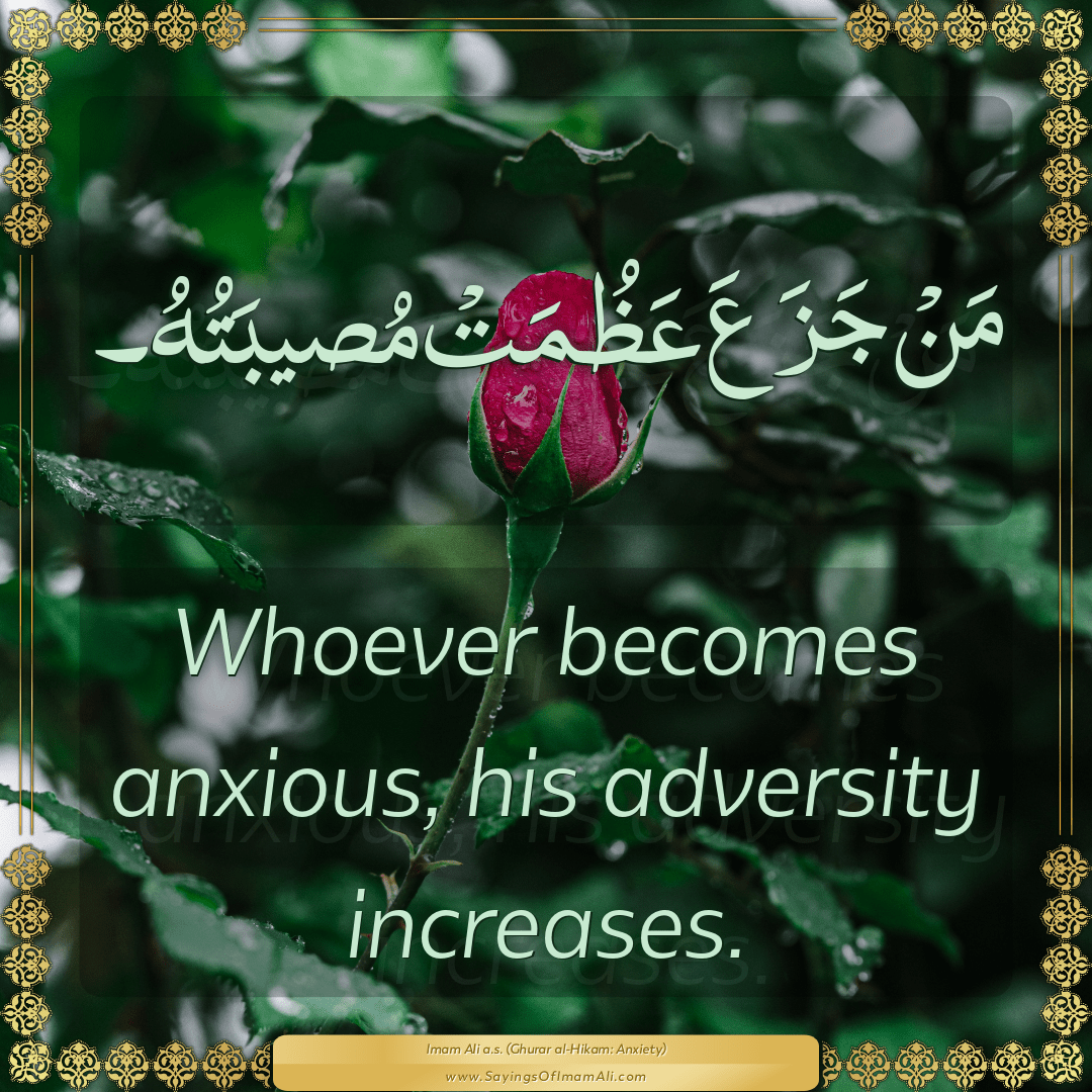 Whoever becomes anxious, his adversity increases.